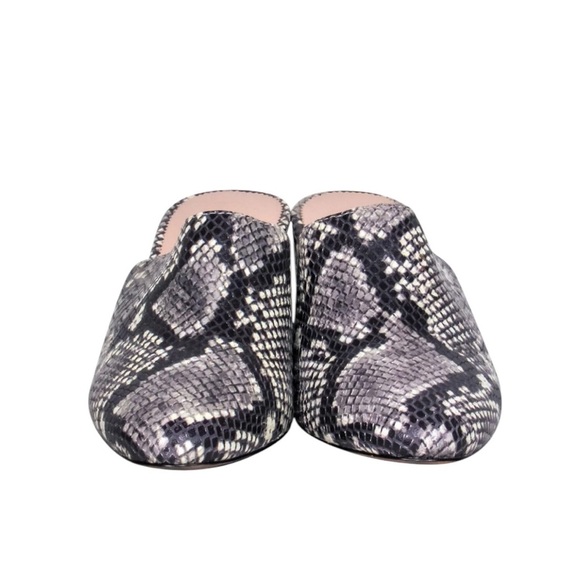 J. Crew Leather Snakeskin Block Heel Almond Toe Mules Shoes Sz. 8.5 Excellent - Picture 5 of 11